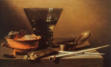 ピーテル・クラース Painting - ワインと喫煙器具のある静物画 ピーテル・クラーエス
